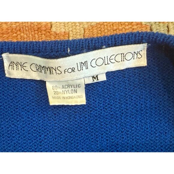 Anne Crimmins for UMI Collections Royal Blue Cardigan Womens M Hong Kong 1980s - Picture 3 of 12